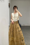 Mutedance 24 Spring/Summer Silk Button Vest MD-MD24SS51-HUIBAI hoary PM118